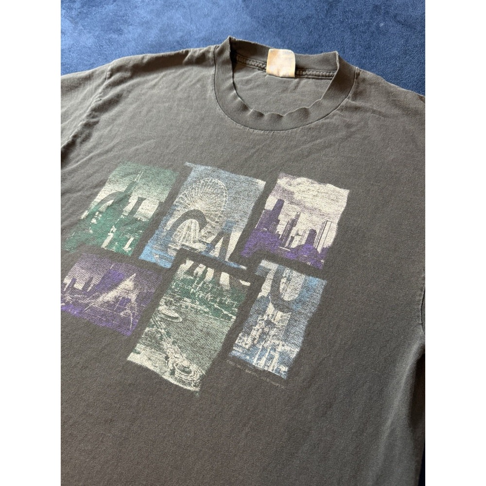Vtg 1999 Hanes Comfort Tee Shirt Mens Large Chicago City Black Single Stitch
